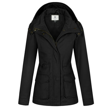 Colourful Women Zip Stylish With Hood Pure Color Fitted Jacket Overcoat 